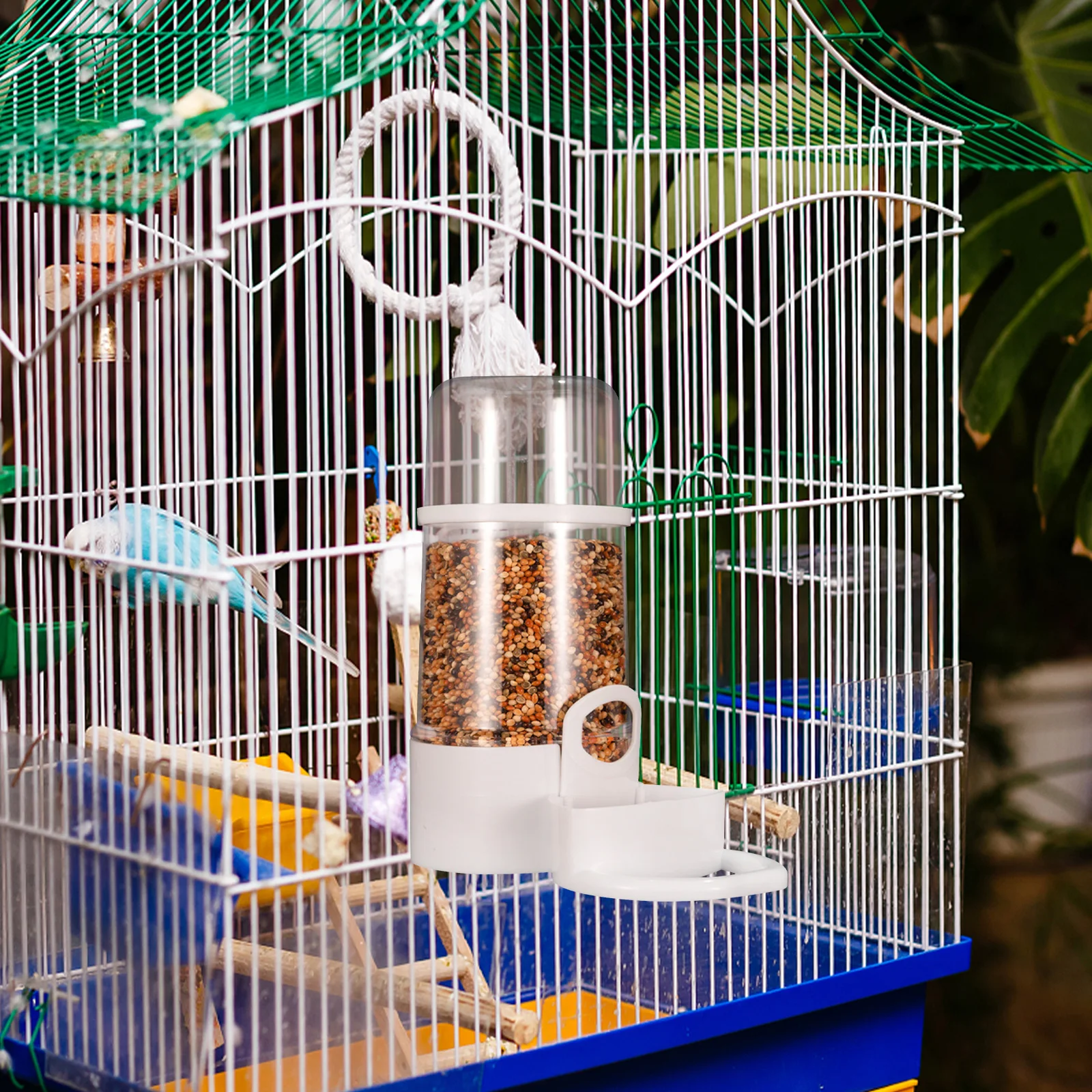 

2Pcs Automatic Feeding Waterer Durable Plastic Bird Cage Accessories Multi function No Leakage Easy Install Practical Use Pet