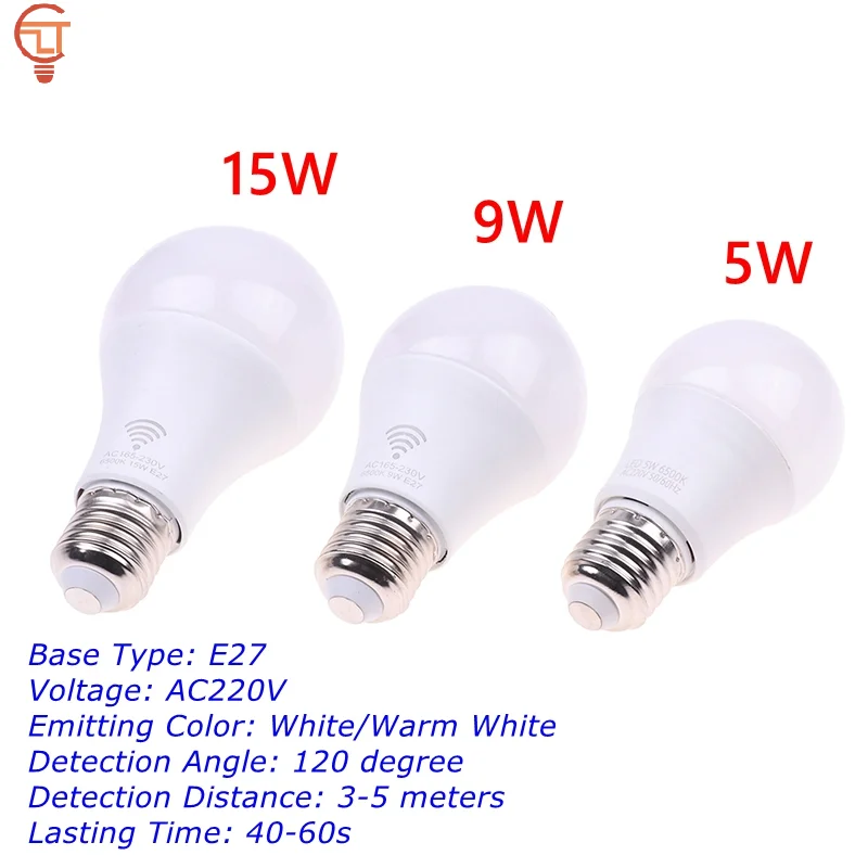 5W 9W 15W AC220V  E27 PIR Motion Sensor Lamp LED Bulb with Motion Sensor Motion Detector Night Light bulb