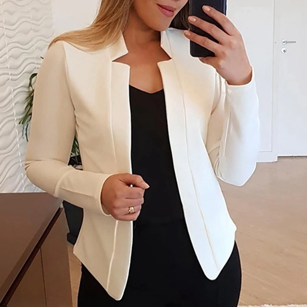 2023 Frauen Herbst elegante Büro Dame solide Stehkragen Strickjacke Mantel lässig schlanke Femme Party Blazer Arbeit Outfits Kleidung