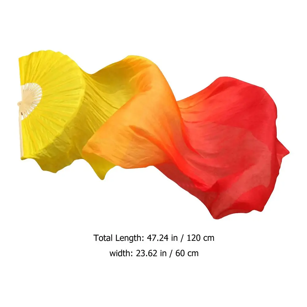 مروحة رقص طويلة متدرجة اللون مقلد مراوح نسيج الحرير لممارسة الراقص ديكور المنزل الحرف المشجعين أداء الرقص العرقي