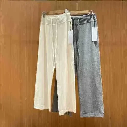 Goddess High Waist Drawstring Straight Wide Leg Casual Sports Loose Pants Women Fitness Sweatpants Black Threaded Sweat Pants