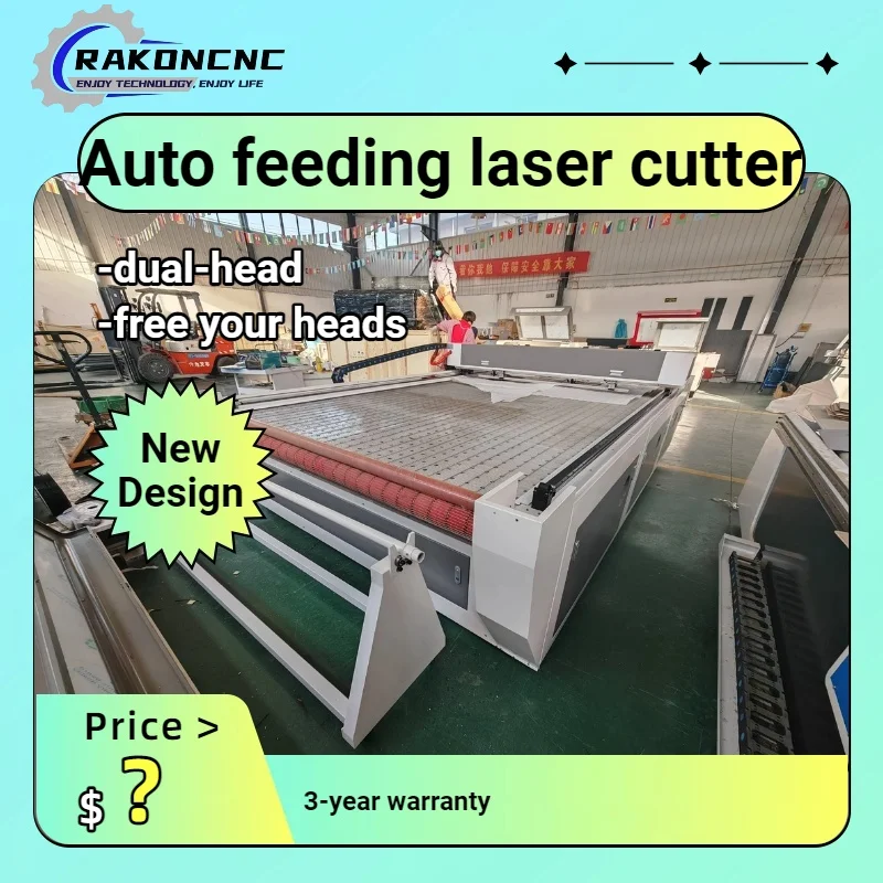 Incisore laser CO2 60w 100w 130w Macchina per incisore laser CO2 Alimentazione automatica Utensili da taglio Lazer per legno Pelle con doppia testa