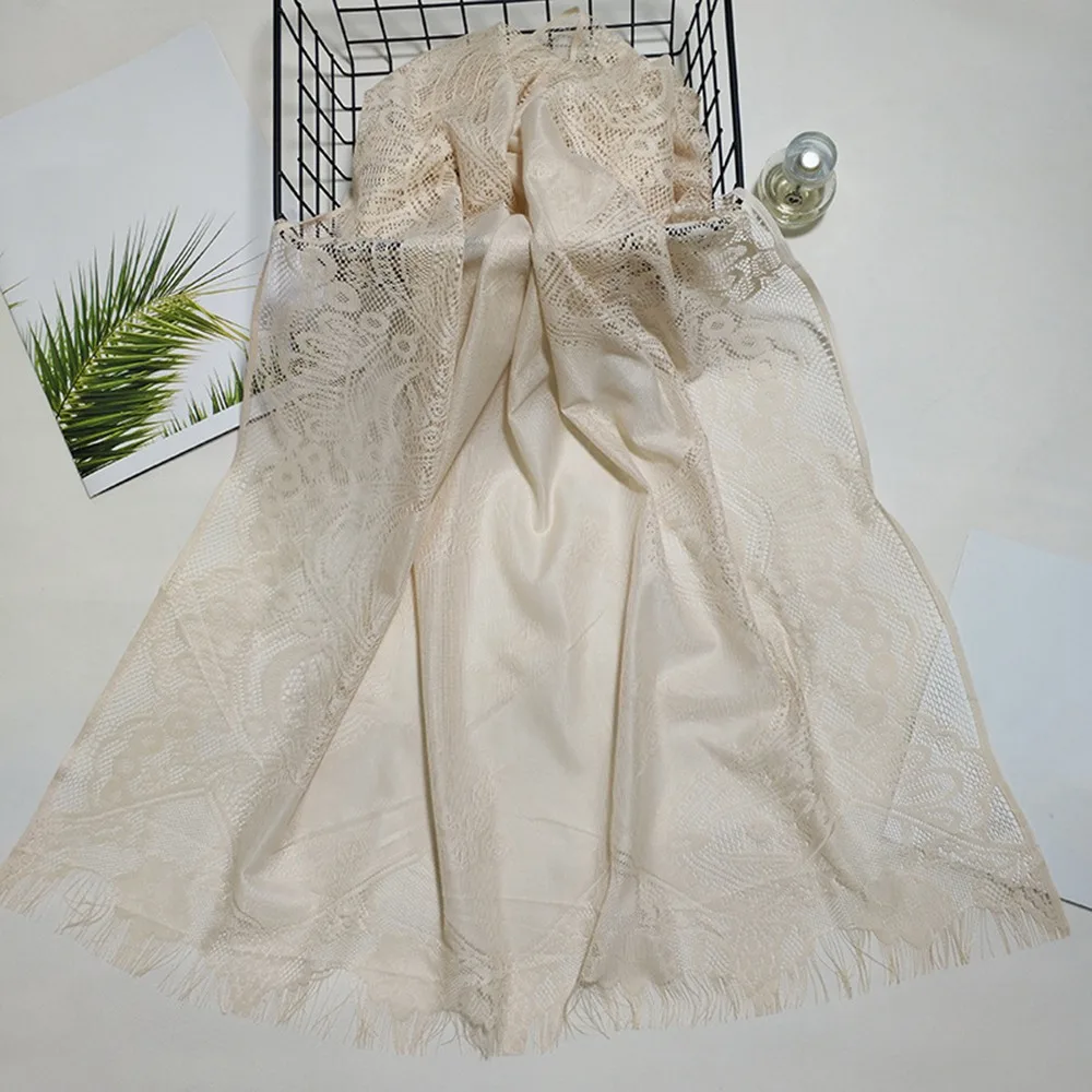 

Elegant Chiffon Women Tulle Shawl Long Lightweight Evening Prom Cape Hollow Multicolored Mantilla Lace Veil Lady