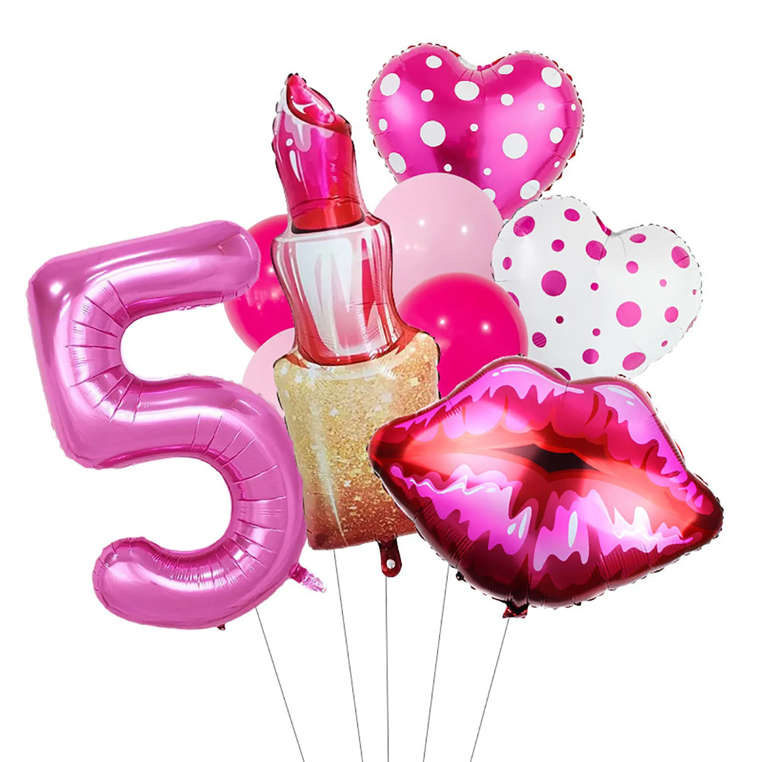 Lippenstift-Nummer, gepunktetes Herz, Aluminiumfolie, Ballon, 81,3 cm, rosarote Zahl, geeignet für Geburtstagsfeier, Jubiläumsdekoration – Detail 7