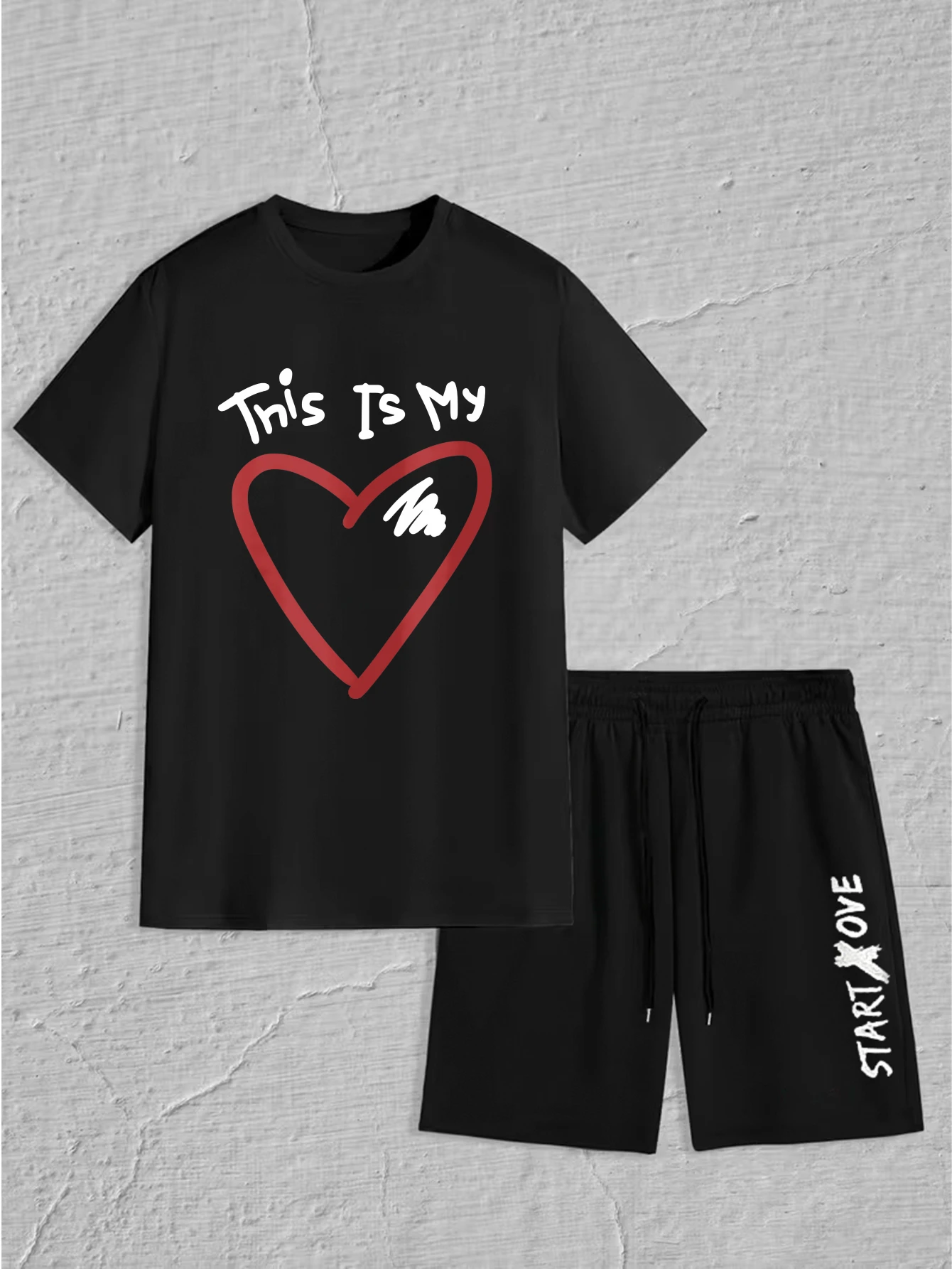 men's set 2025 Summer sports men's set Graphic clothing set crewneck men's suits Printed training suit set men