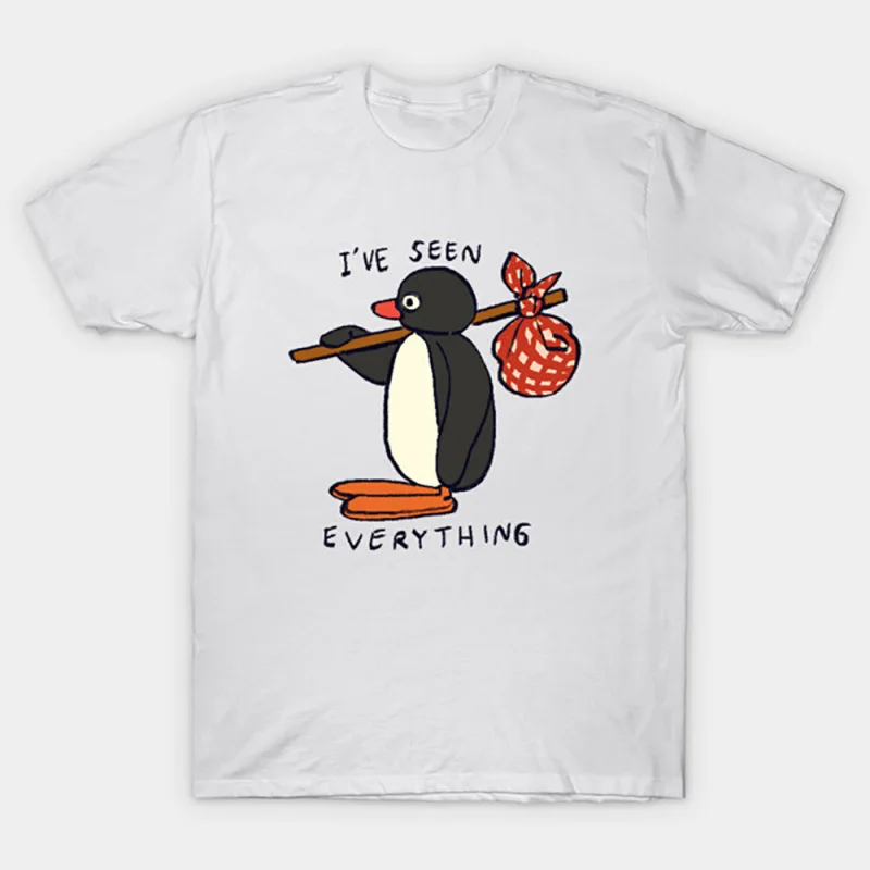 

0330 Noot Noot Pingu Meme Gift t shirt for men Funny cartoon Graphic Clothes 100% cotton printed Y2K clothing Large size tee