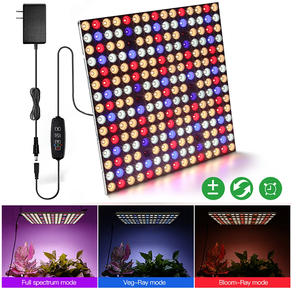 Dimmable LED Grow Light Full Spectrum 300W with Dimmer Timer for Indoor Tent Garden Hydroponics Seedling Veg Bloom Plant Lamp