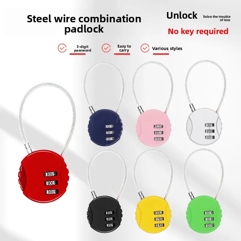 Spherical Wire Rope Combination Lock, Gym Locker Lock, Luggage Lock, for Backpack, Bicycle Helmet and Trunk