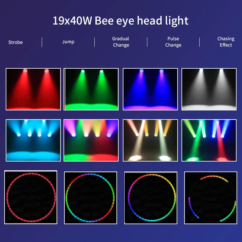 19x40 واط RGBW LED B-العين غسل التكبير شعاع تأثير مع حلقة تتحرك رئيس DMX512 التحكم للزينة الزفاف Dj ديسكو ضوء المرحلة