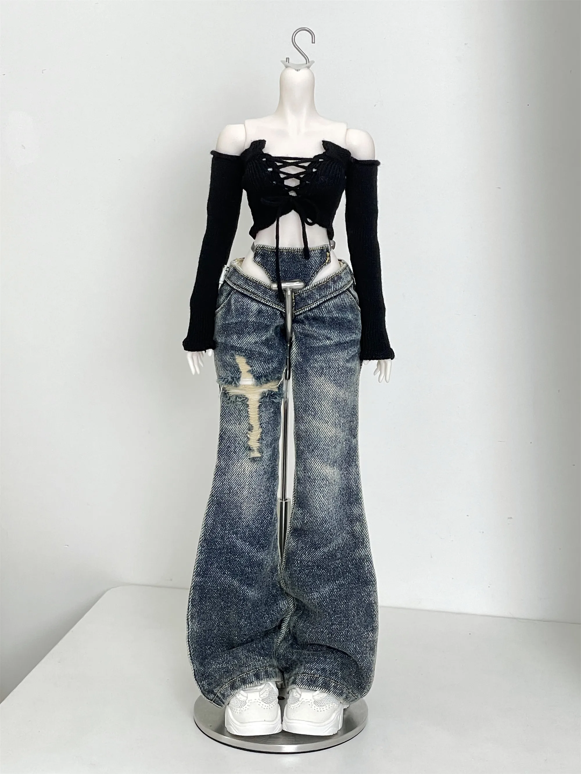 BJD Puppe Jeans Kleidung Blau Mädchen Spielzeug Elegante 1/3 1/4 Boot-cut Hosen Denim Serie Retro Waschen Micro Breite bein Puppe Zubehör – Detail 34