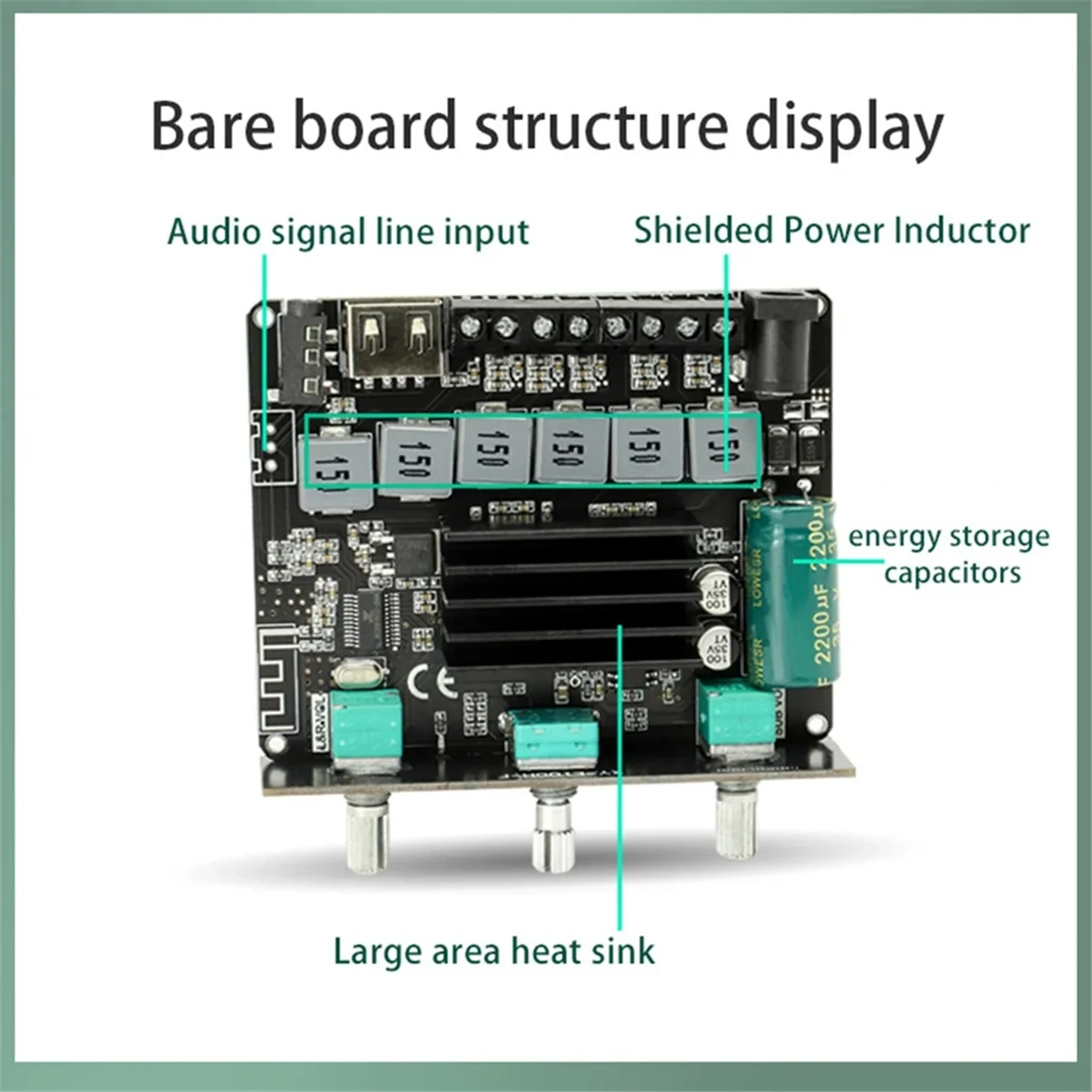 XY-E100H2.1 Channel Bluetooth Audio Amplifier Board Module TPA3116 50Wx2+100W Subwoofer Multi-Function Module