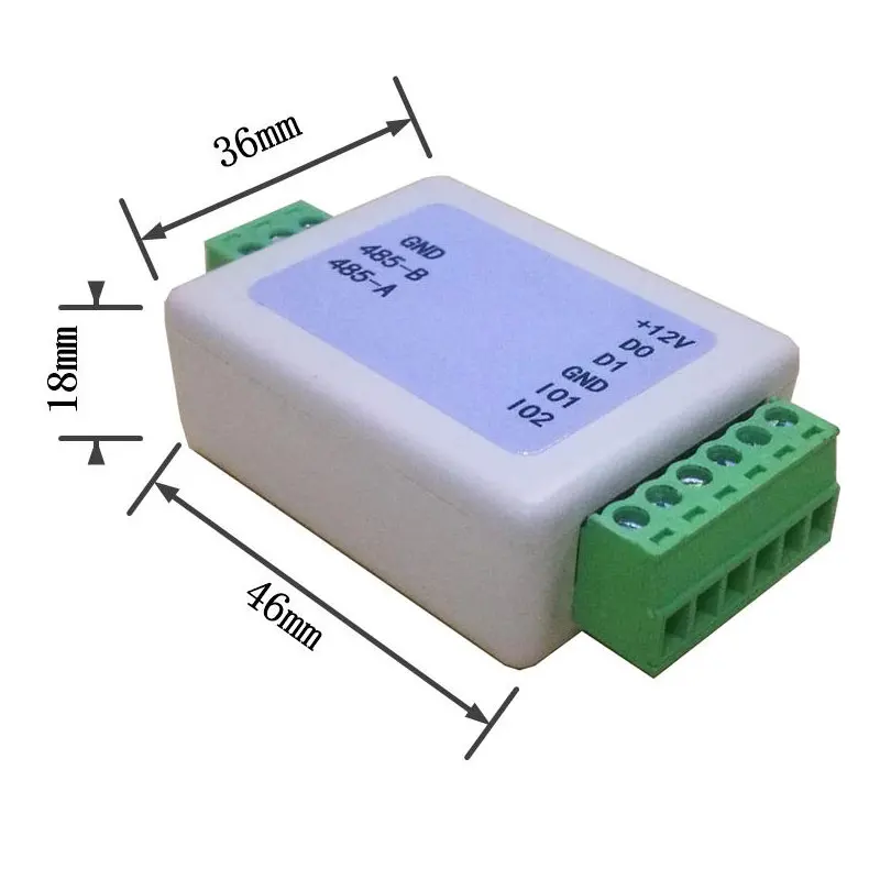 1pair Wiegand Signal Extender / WG Format To RS485 Converter With Two I/O Ports Recognizes All WG Formats Extend Up To 500M