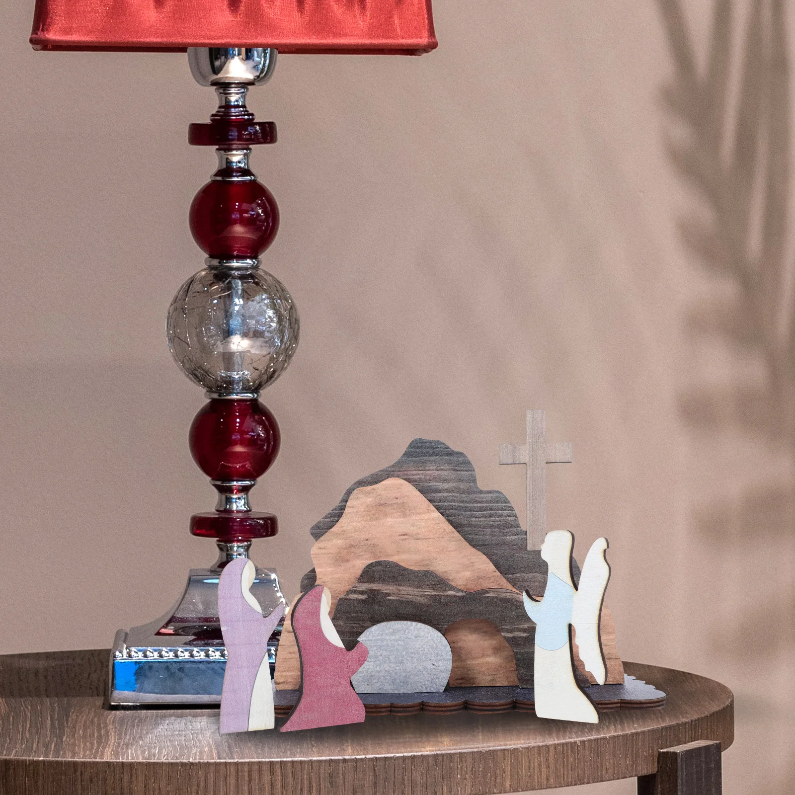 

Easter Scene Wooden Decoration 1Set Jesus Nativity Handicraft Tabletop Easter Adorn Creative Design Festive Atmosphere