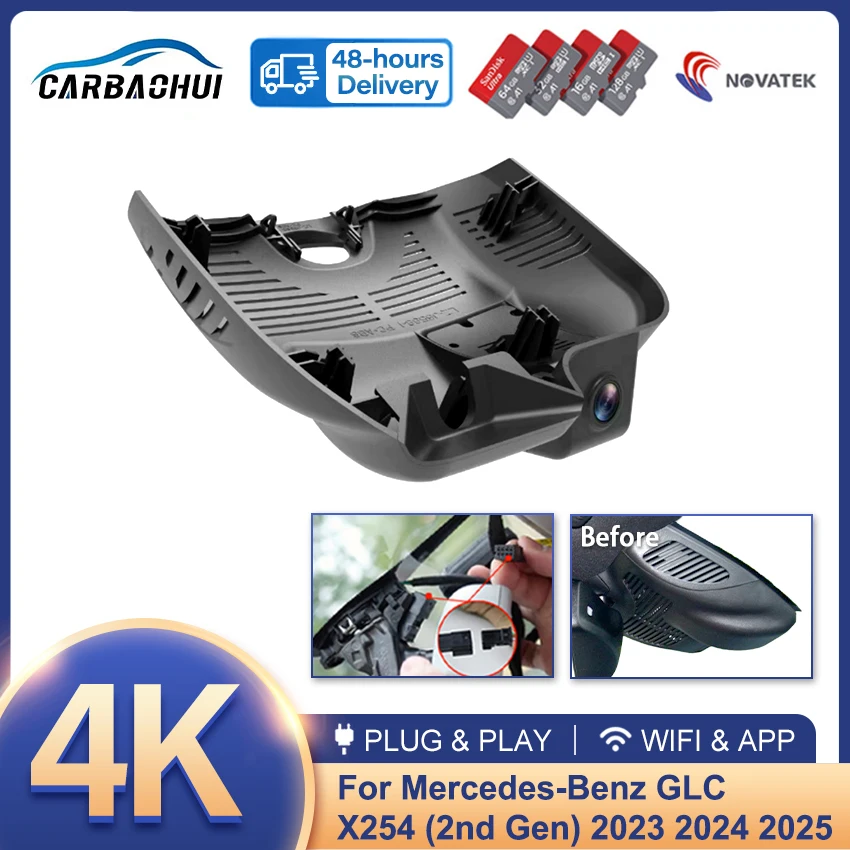 

Plug and Play Car DVR Wifi Dash cam Dual lens Video Recorder Wall for Mercedes Benz GLC X254 (2nd Gen) 2023 2024 2025,4K Dashcam