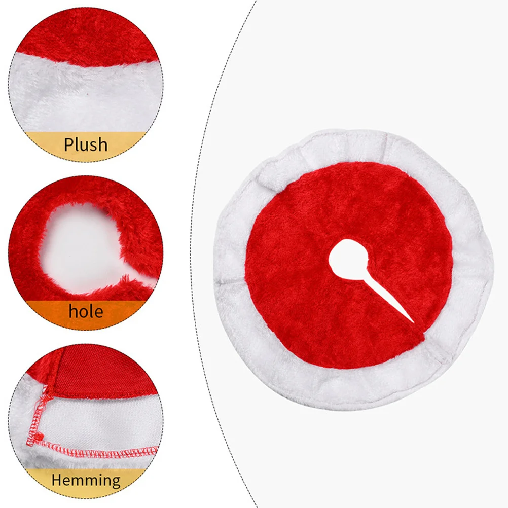 Ciieeo 2 piezas Mini falda de árbol de Navidad tela roja decoración de Navidad Base Año nuevo vacaciones decoración del hogar