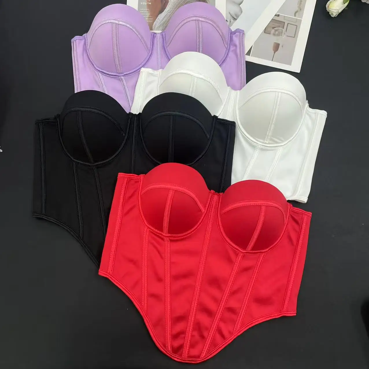 

Уникальные контрастные линии, женский шикарный галстук, сексуальный женский сетчатый корсет нестандартной формы, разноцветный вечерние укороченный топ с открытой спиной, майка