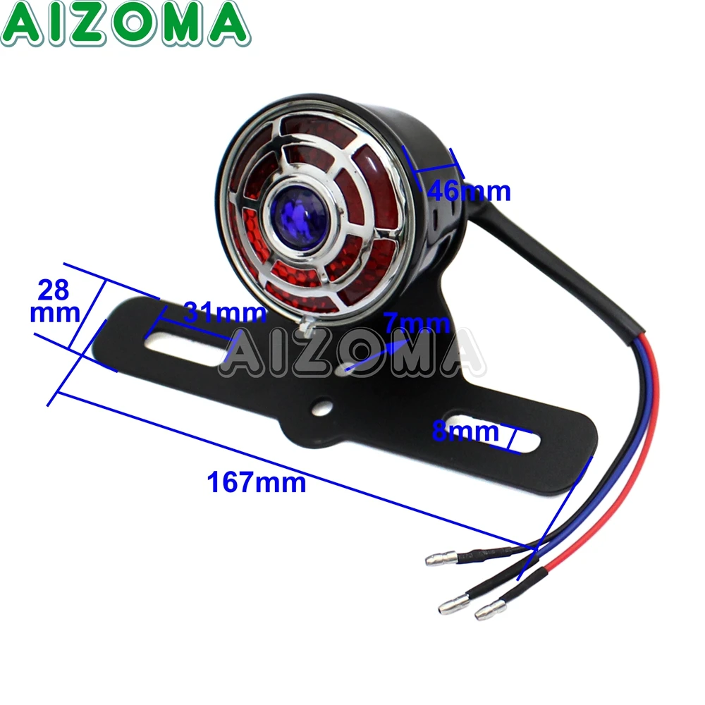 Retro Motorcycles Custom License Plate Taillight 12v LED Brake Taillamp For Harley Yamaha Honda XS650 Cafe Racer Universal Light