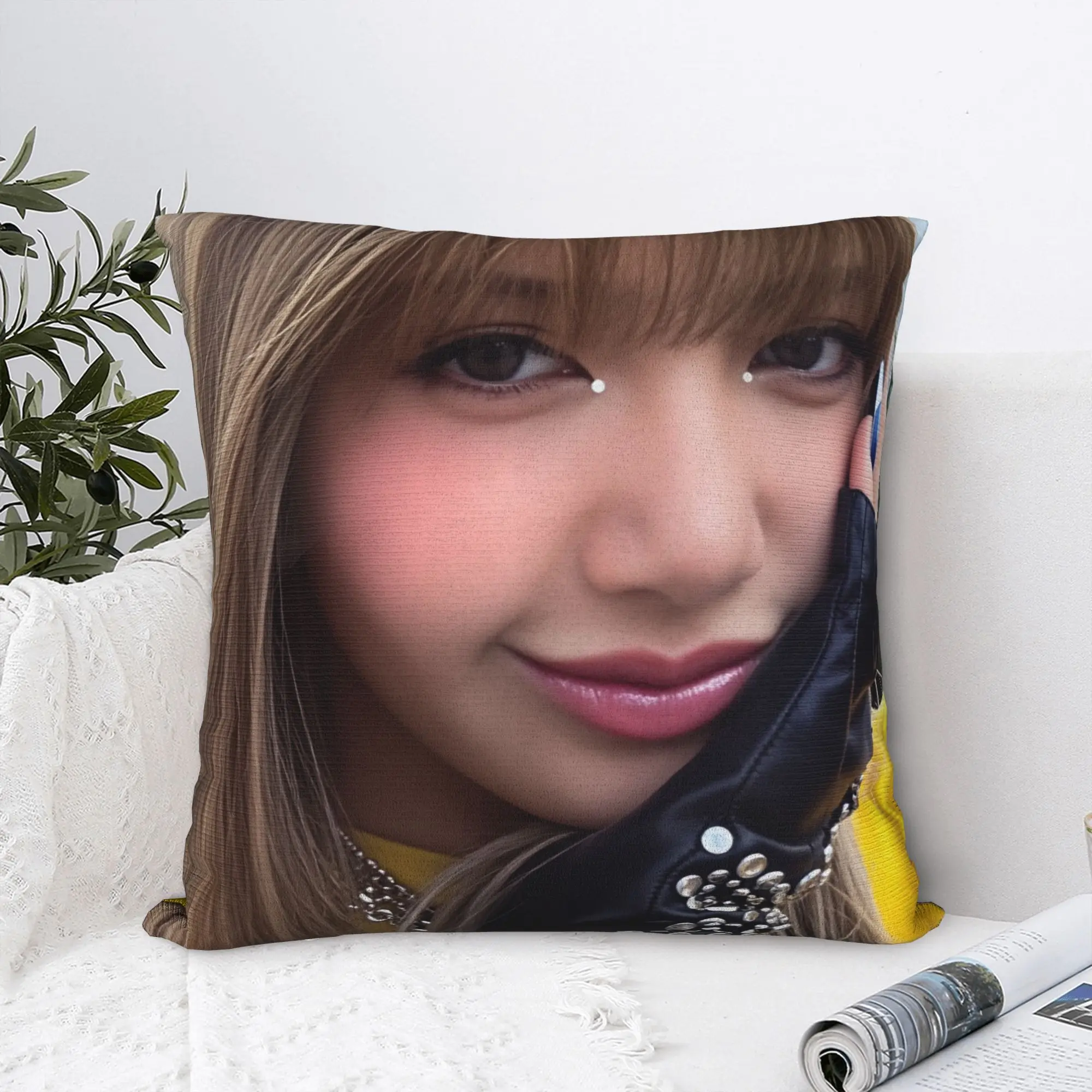 Kpop Cool Girl Lisa Pillow Cover  Cute Funny Pillow Case For Sofa Bedroom Home Decor Comfy Pillowcases Gift