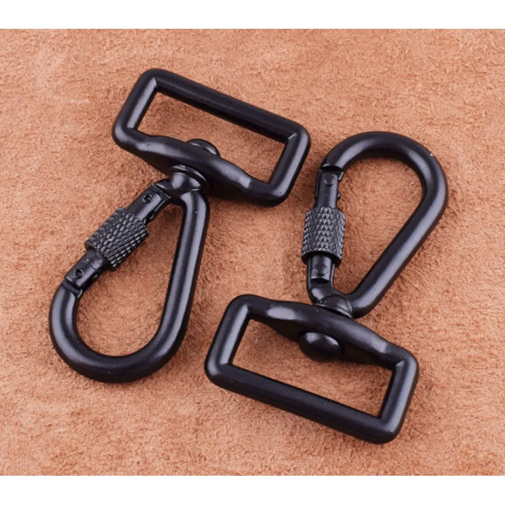 2 Pcs Large Swivel Clasp Black Hook Carabiner Hooks 25mm Lobster Clasps Parrot Clasps for bag purse DIY Making Leash