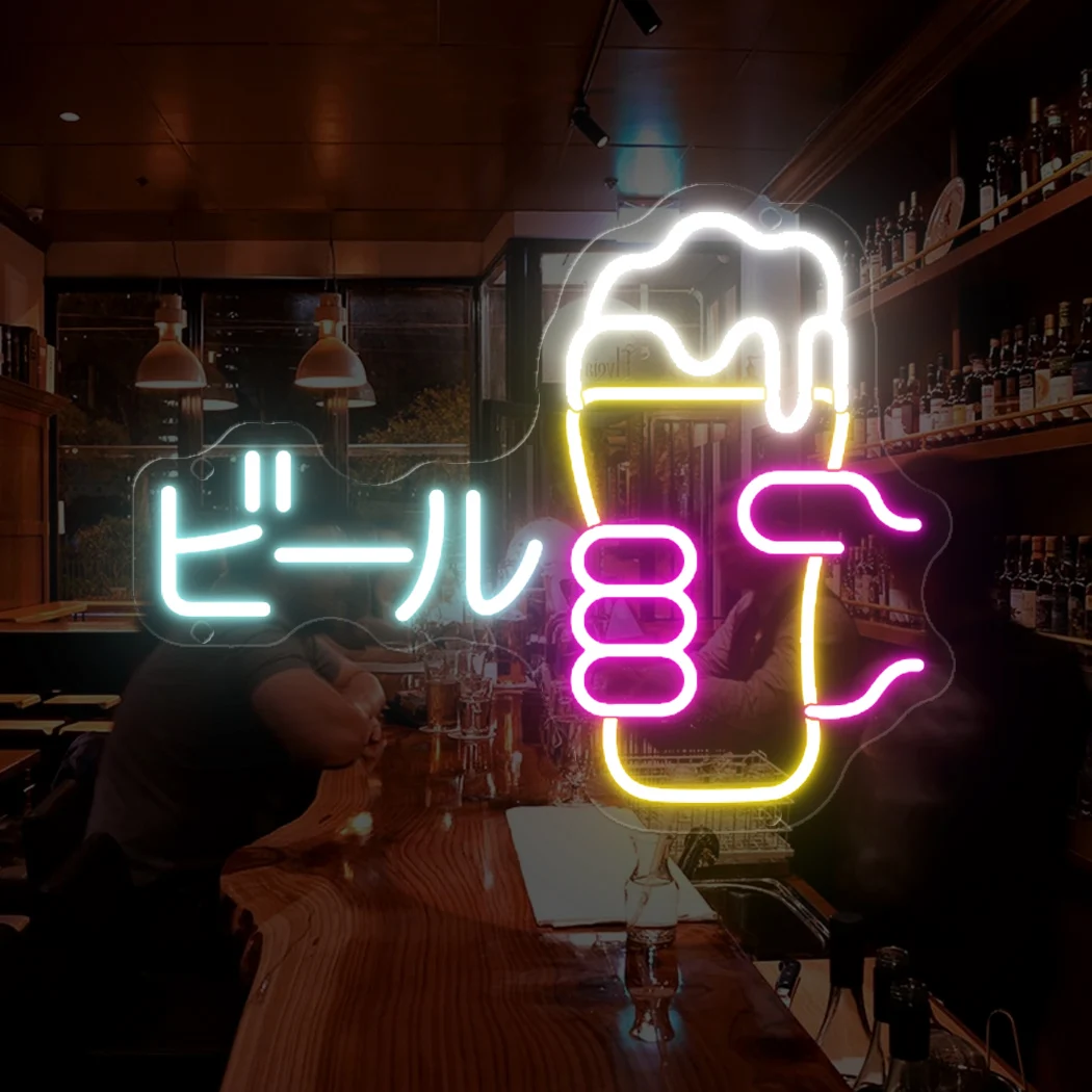 Japanese Beer Neon Sign LED Neon Light For Bar Pub Club Party Restaurant Roon Sign Luminous Hanging Wall Decoration Neon Lights