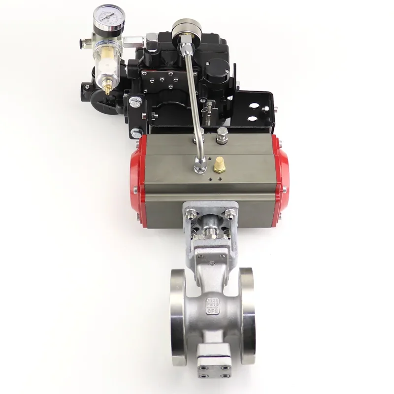 DN65 304 2 Way Pneumatic Actuated Stainless Steel wafer V type Segment Ball Valve with Pneumatic Actuator