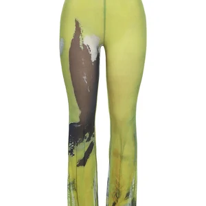 غريب القط محبوك التعادل صبغ السراويل مستقيمة النساء مثير الصيف الاتجاه انظر من خلال رقيقة ضئيلة في الشارع قيعان النشاط المرن البرية أعلى 9 مبيعات السراويل الشفافة للنساء - No10