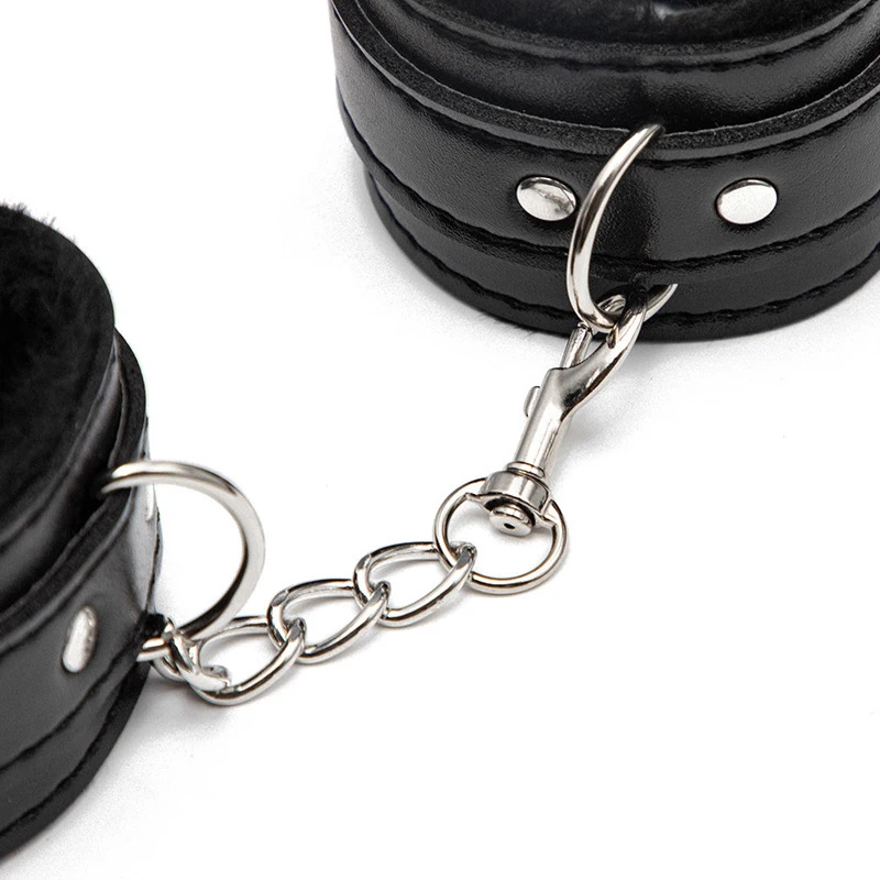 Leather Black Pink Ankle Strap Wrist Cuff Adjustable Locking Wrist Bracelet Kit Cosplay Cuff Accessories