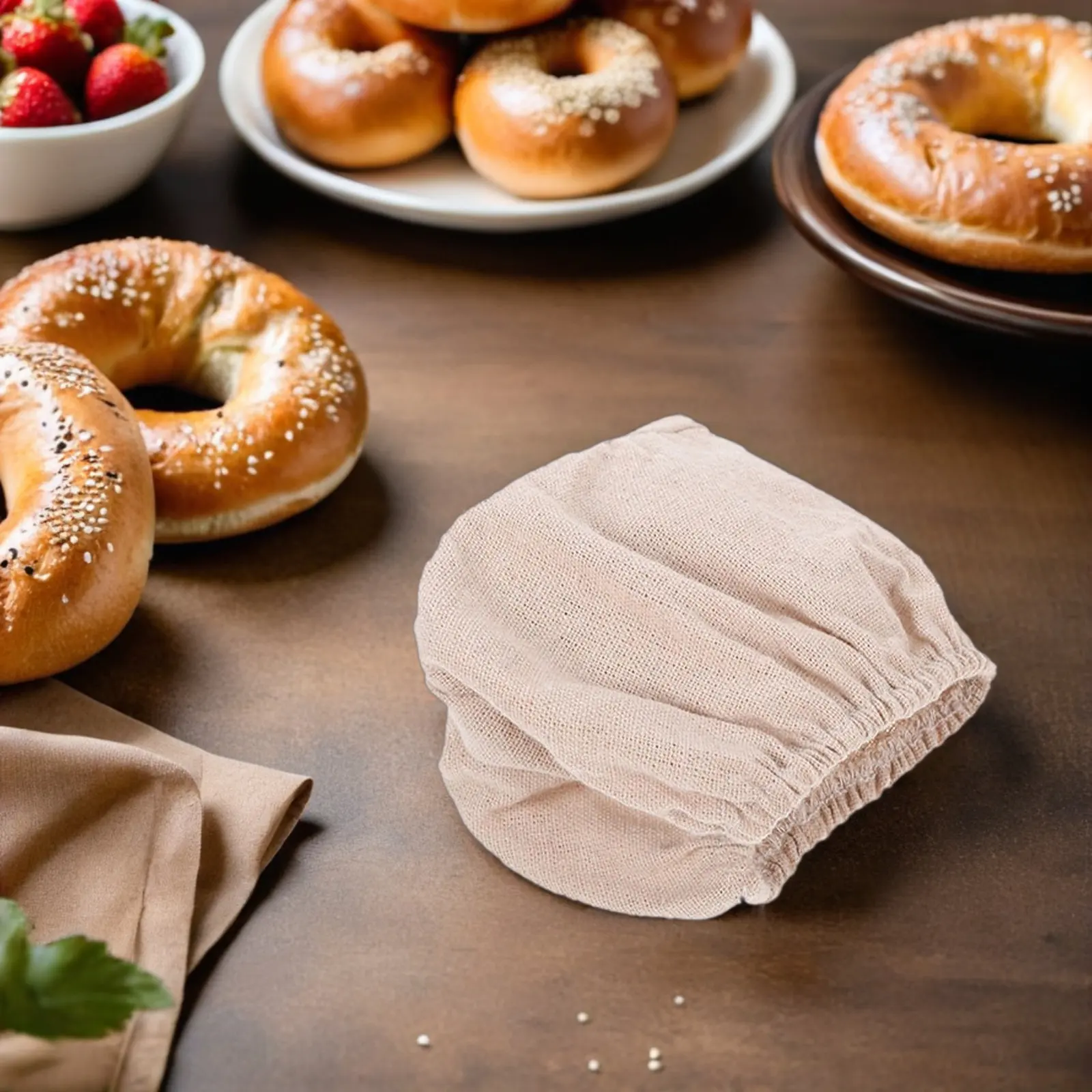 4Pcs Linen Oval Bread Basket Liner Sourdough Banneton Proofing Cover Non-Stick Dustfree Dough Fermentation Cloth Bread Proofing