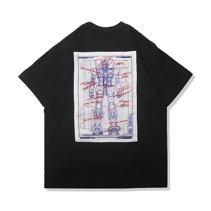 Camiseta de Algodão Japonesa Anime Mobile Suit Gundam RX78 com Estampa de Design, Manga Curta, Mais Vendida, Solta, Casual, para Casais 2026