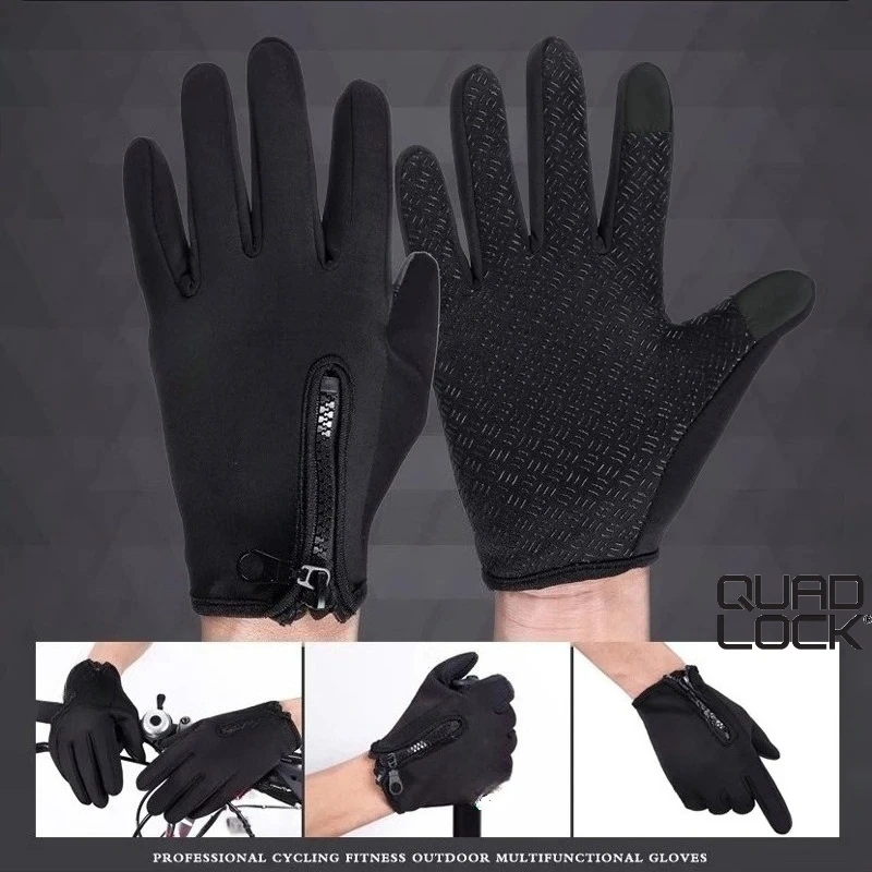 

QUAD LOCK Winter Men's And Women's Warm Gloves, Waterproof And Skin Friendly Touch Screen, Suitable For Cycling And Skiing