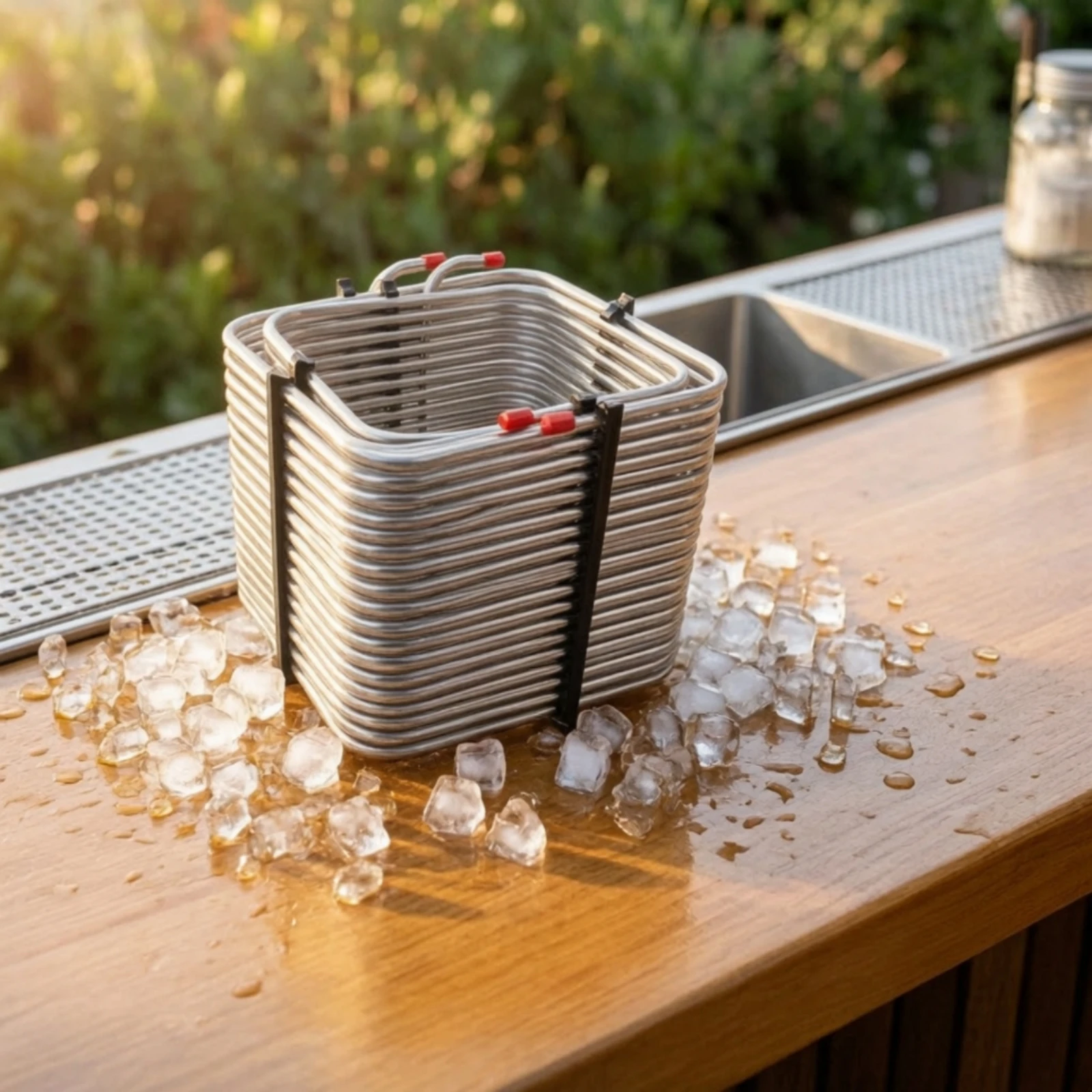 

Portable Box Coil Square Beer Chiller Coil Hardware Rigid Portable for Homebrewers, Ice Bath, Parties