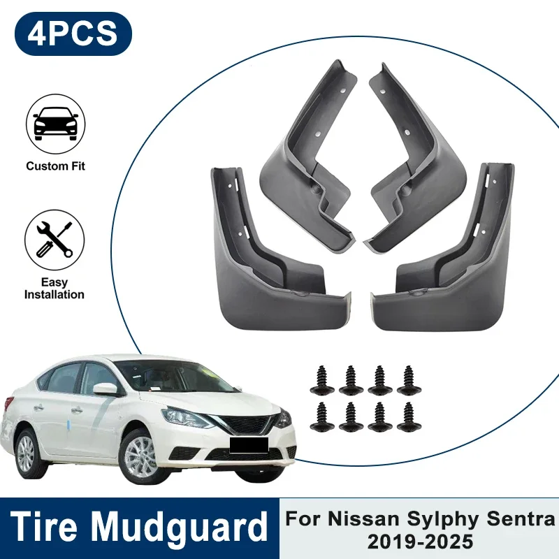

4PCS Car Mud Flaps For Nissan Sylphy Sentra 2019-2025 Waterproof Anti-Splash Mudguards Fender Trim Auto Exterior Accessories