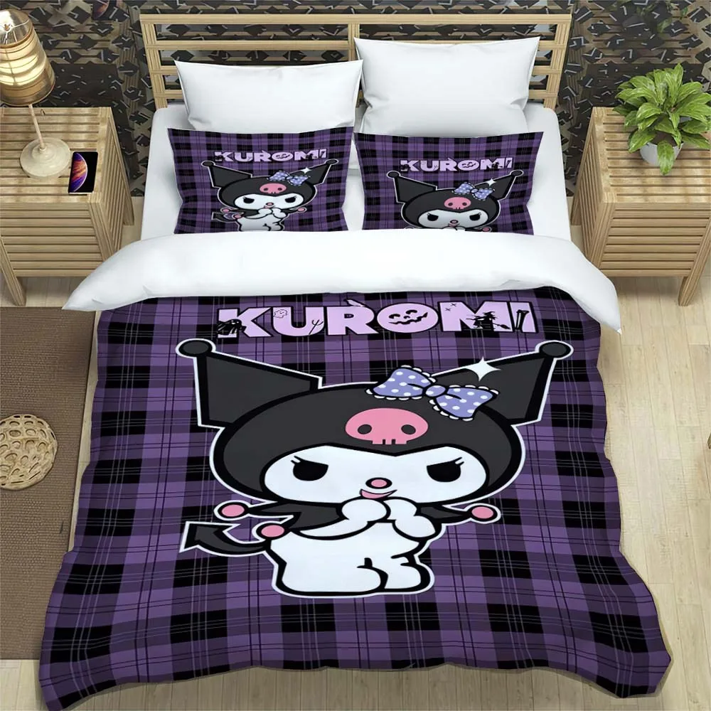 Imagem -06 - Kuromi Cartoon Bedding Grupo Impressão 3d Decoração de Casa Fronha Colcha Presente para Família e Amigos