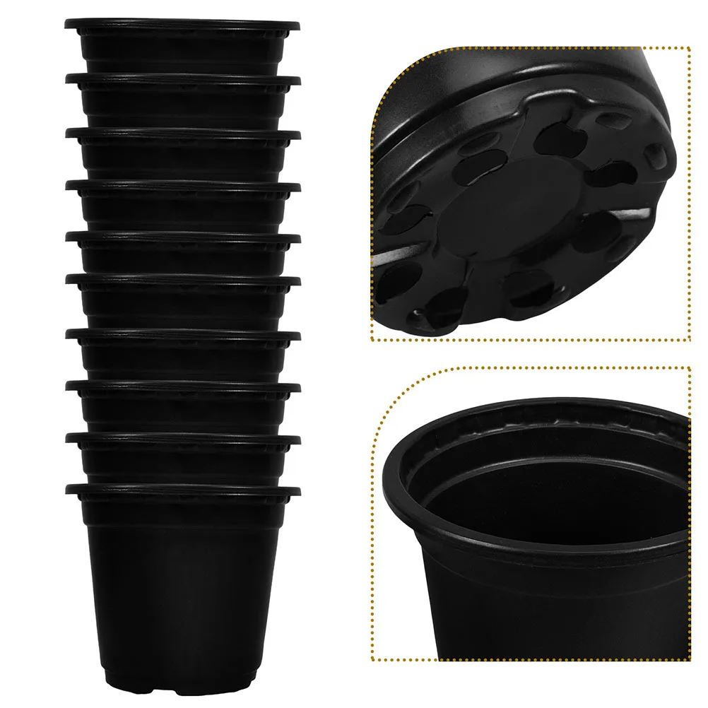 

50pcs Black Flower Pots Small Plastic Nursery Pots For Plants With Drainage Ideal For Succulents Seedlings Garden Use