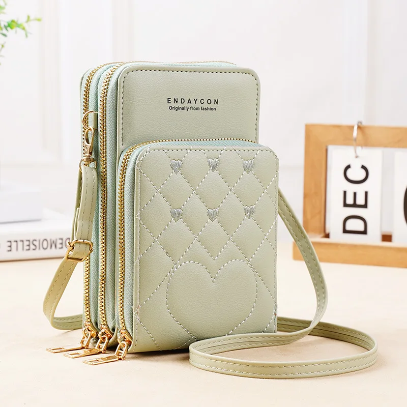 New Large Capacity Multi-Functional Fashion Simple Shoulder Small Bag Shoulder Three Layers Zip-up Mobile Phone Bag Women\'s