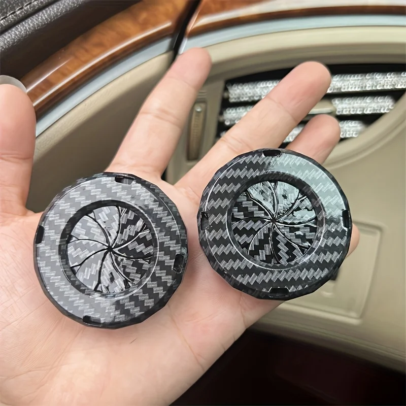 Carbon Fiber Pattern ABS One-Touch Start Button Decorative Cover — Fits Most Cars and Motorcycles
