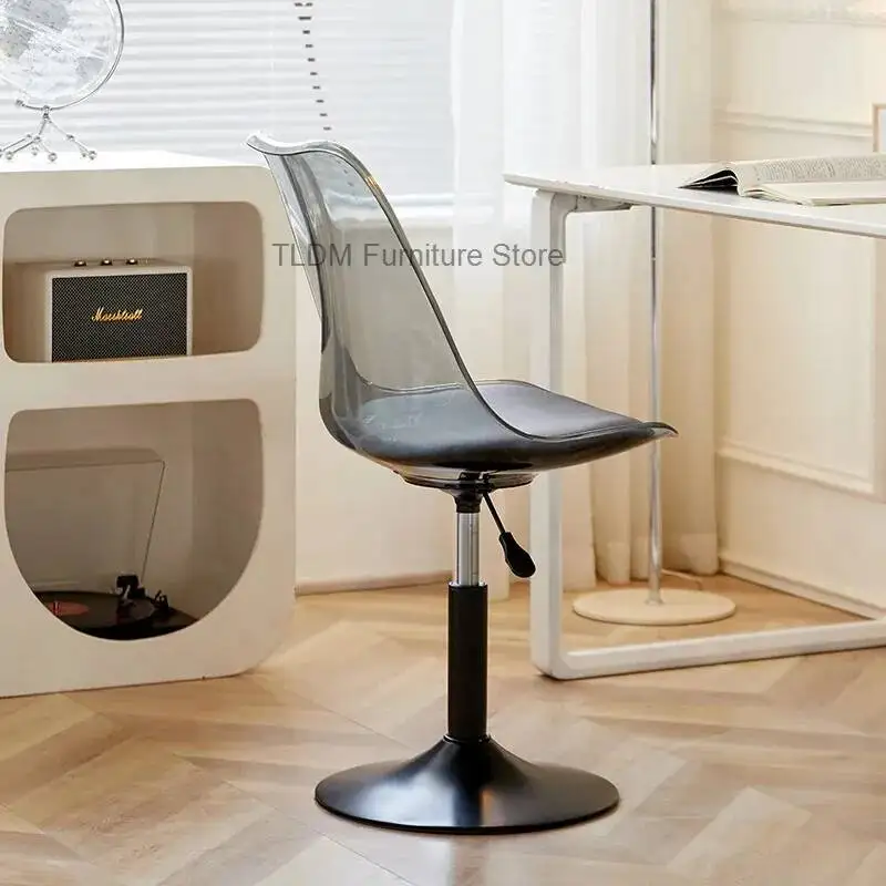 New Nordic Style Transparent Acrylic Office Chair， Adjustable Swivel Chair for Study Room and Home Office Decor
