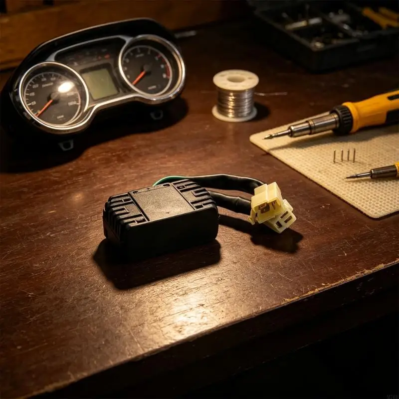 M76E Motorrad-Regler-Baugruppe mit Kabelanschlüssen, 12V-Lade-Steuereinheit, geripptes Kühlgehäuse für GY6 50cc bis 250cc – Detail 7
