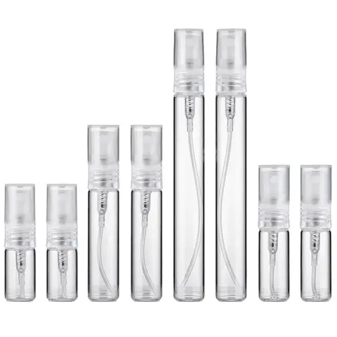 8PCS 10ml 5ml 3ml 2ml Refillable Mini Portable Perfume Bottle Empty Transparent Glass Sample Perfume Spray Bottle for Travel