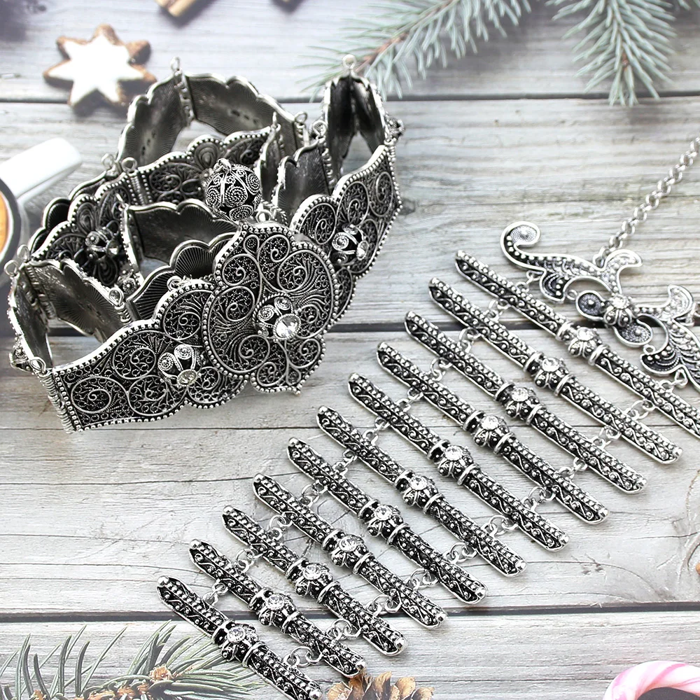 مجموعة ألواح صدرية بحزام قوقازي أنيقة مجوهرات زفاف العروس التركية لون ذهبي عتيق حزام لؤلؤ كريستالي أحمر وأخضر #5