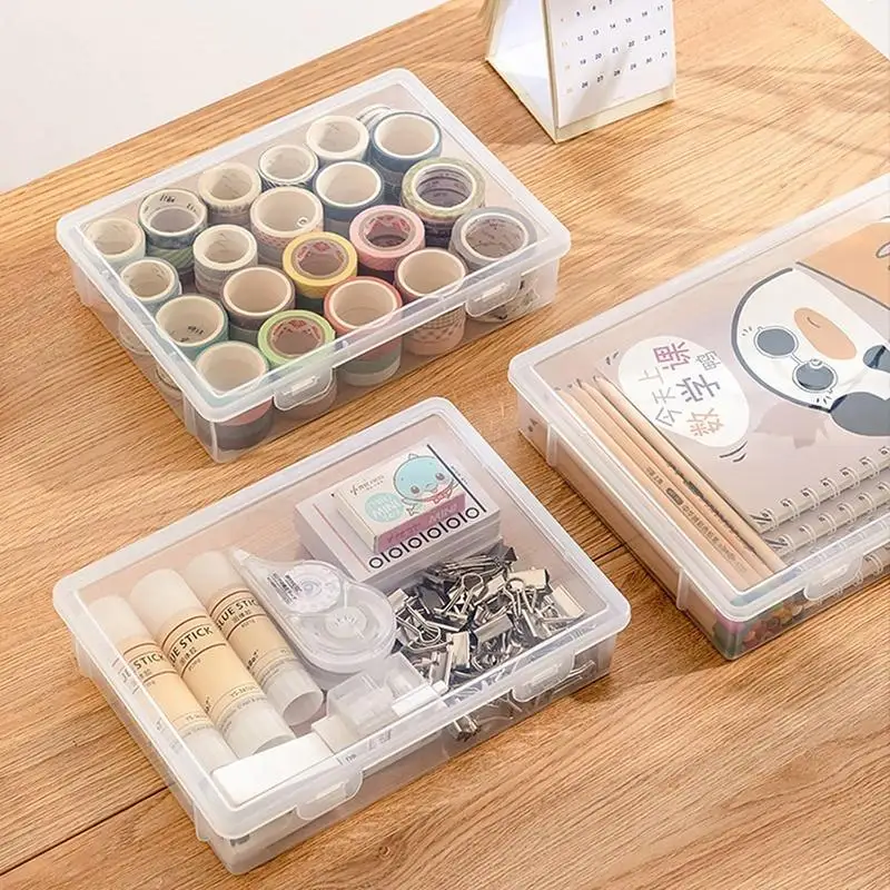 Plastic Storage Box Transparent Large Capacity Lightweight Document Holder for Office Business Trip Paper File Storage