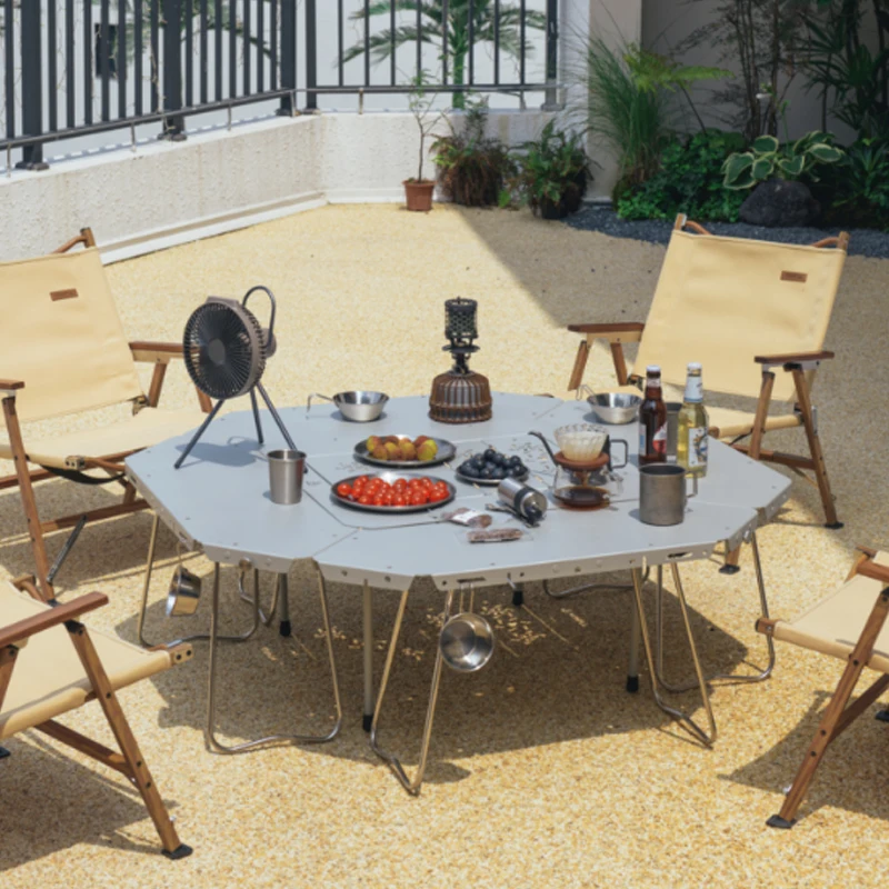 Homful Aluminum Alloy Portable Round Table Outdoor Barbecue Campfire Table Multifunctional Foldable Splicing Combination Table