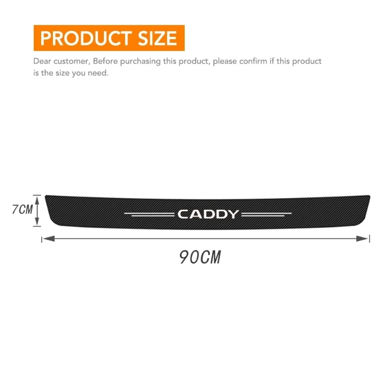 for Volkswagen CADDY Logo 2021 2020 2019 Car Door Threshold Sill Protector Stickers Rear Trunk Bumper Decals Accessories