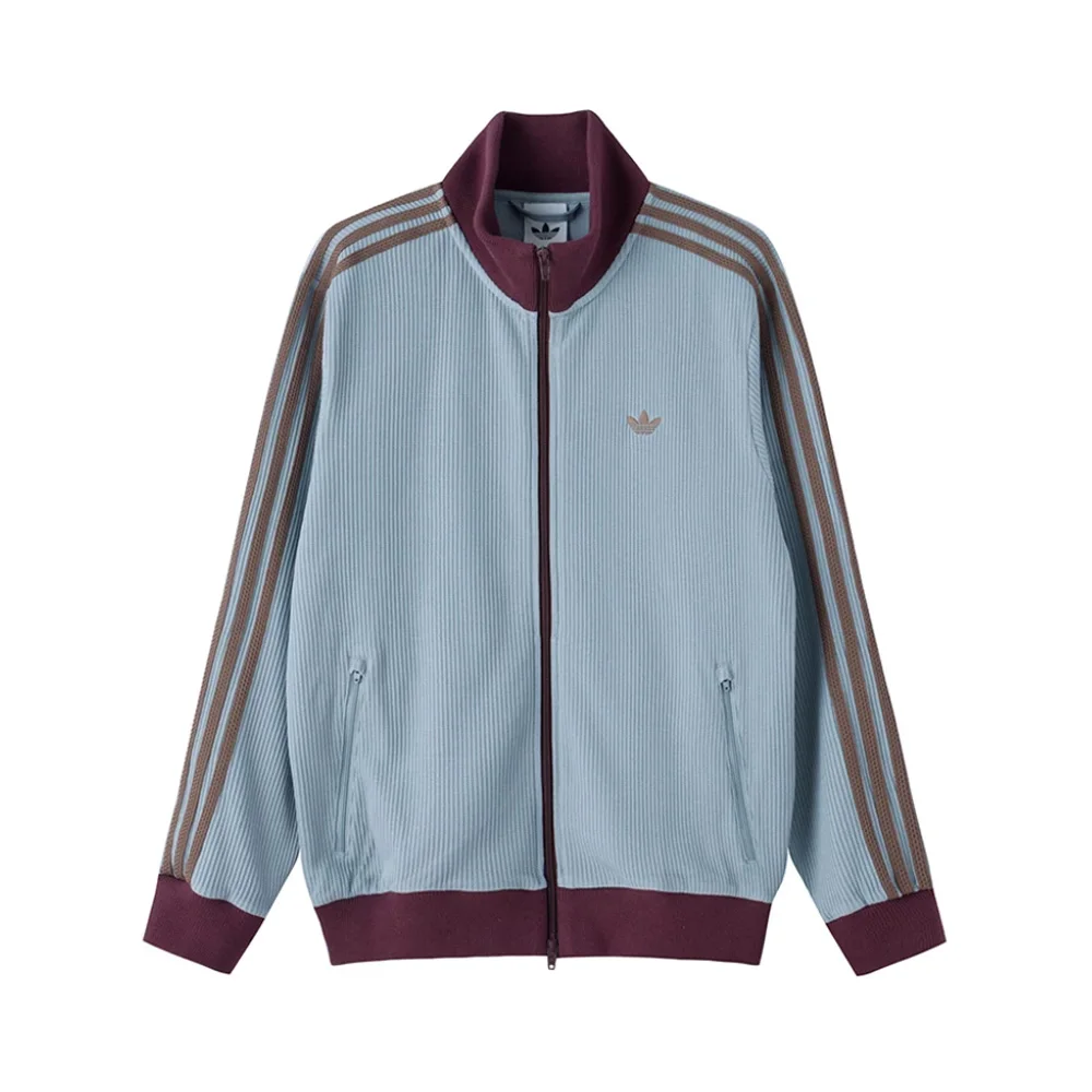 Adidas Originals Unisex Waffle Sports Knit Fashion Versatile Comfortable Loose Casual Striped Long-Sleeve Jacket Ky5770