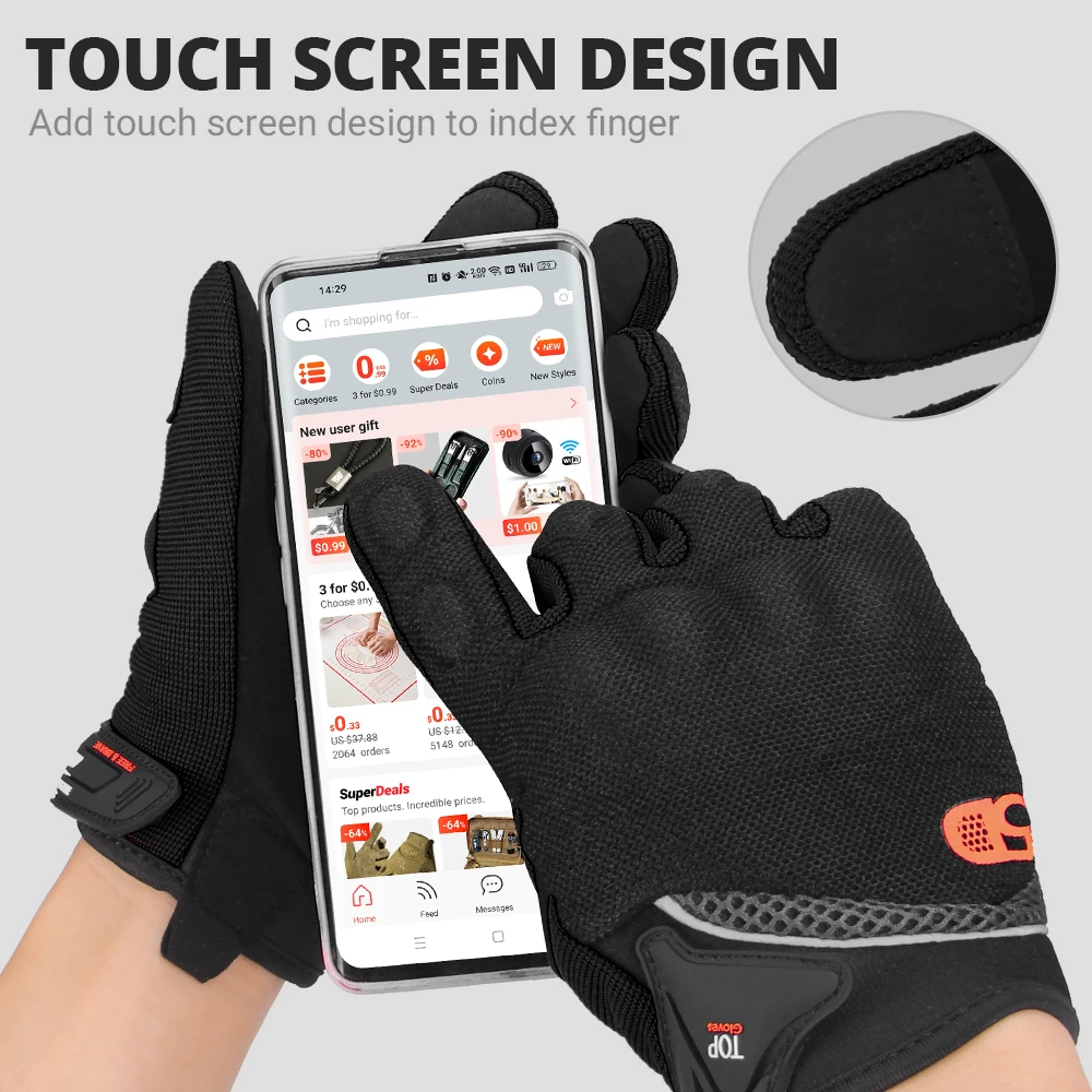 Full Finger Motorcycle Gloves Summer Breathable Motocross Racing Gloves  Non-slip Wear-resistant Touch Screen Moto Biker Gloves