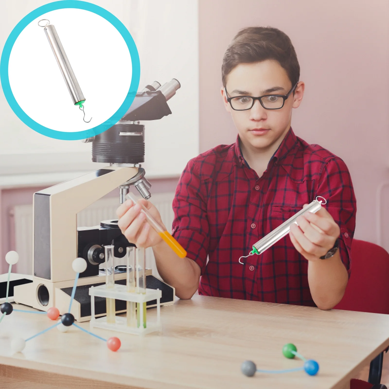 

2Pcs Cylindrical Spring Dynamometer Gauge for Physics Experiment High Precision Portable Pull Gauge Teaching