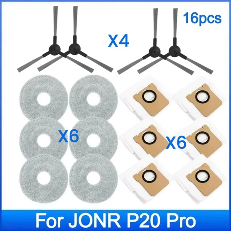 A44T لـ JONR P20 PRO أجزاء المكنسة الكهربائية ممسحة القماش كيس لجميع الغبار ملحقات الفرش الجانبية