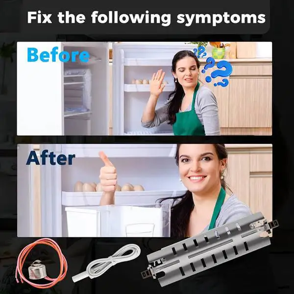 1 Set WR51X10055 Refrigerator Defrost Heater & Defrost Thermostat Assembly Metal Fridge Aftermarket Repair Kit