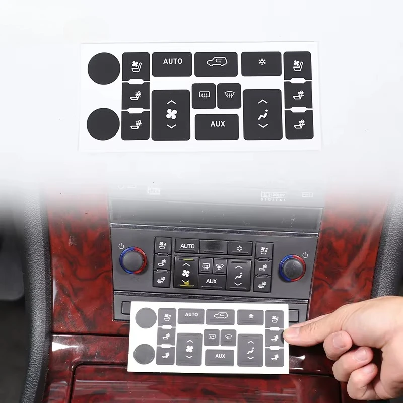 Dashboard Repair Sticker For Cadillac Escalade EXT ESV 2007-2014 Climate Control & Radio Worn Button Repair Decals