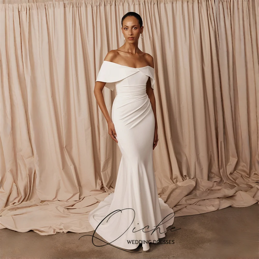 

QICHE Classic Off The Shoulder Mermaid Wedding Dresses Women Strapless Open Back Bridal Party Gown Vestidos De Noiva Customized